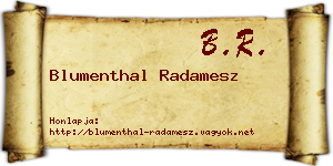 Blumenthal Radamesz névjegykártya